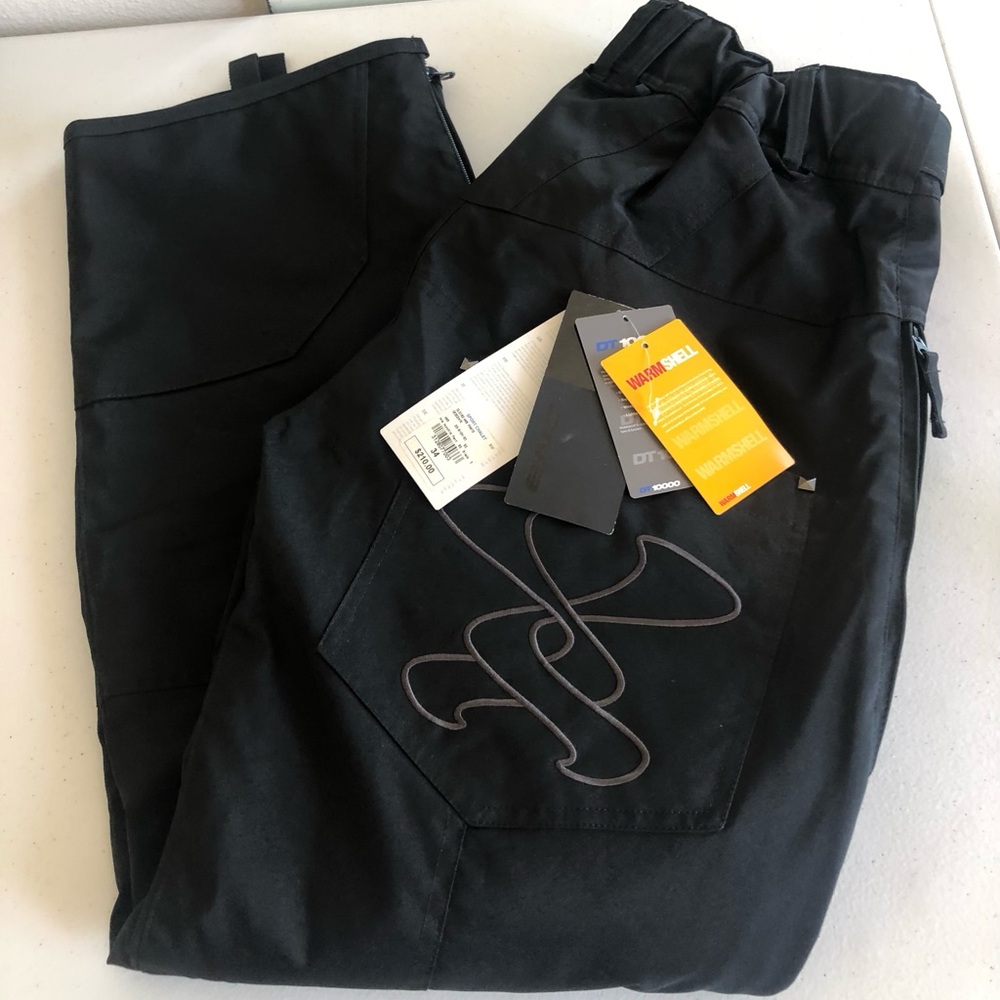 Men's Black Cargo Snow Pants with Reflective Logo Detail